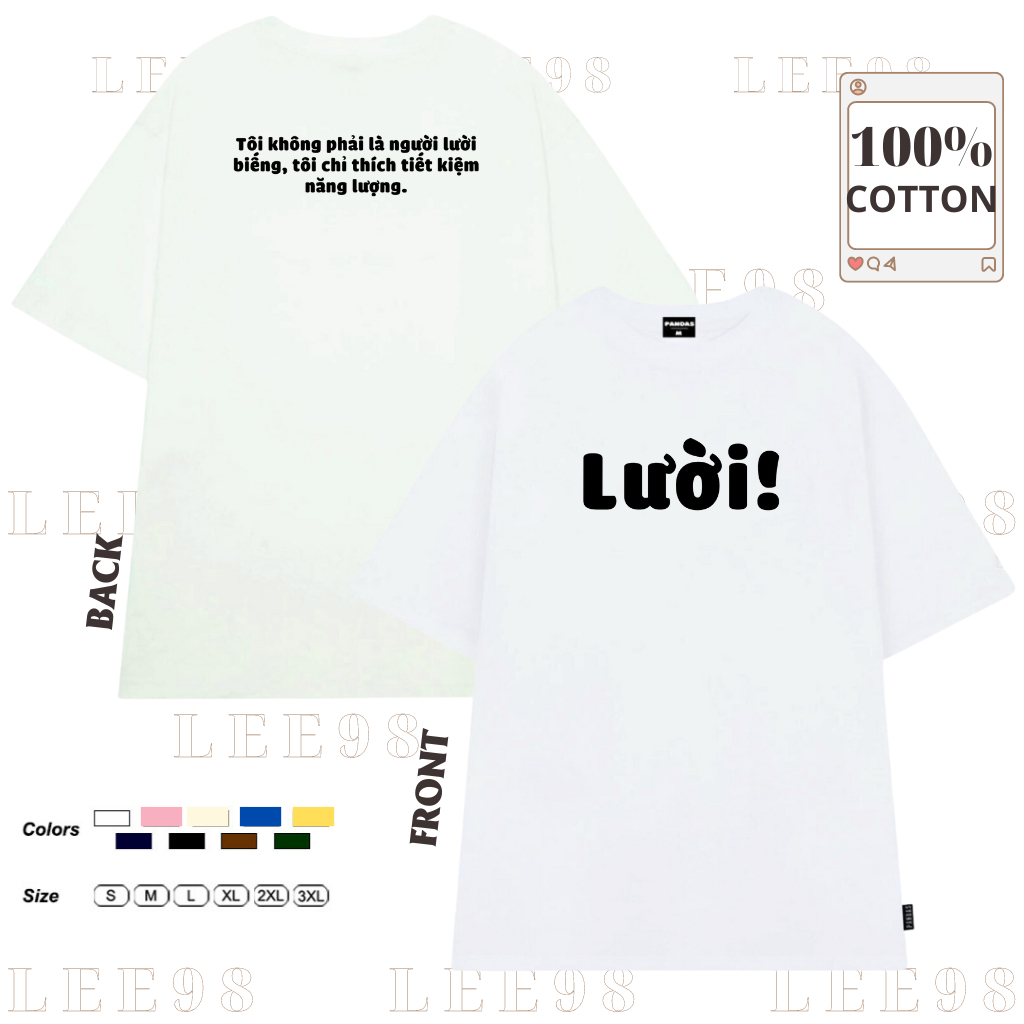 Áo thun nam nữ tay ngắn in chữ LƯỜI hot tred, áo phông chất cotton mềm mát LEE98