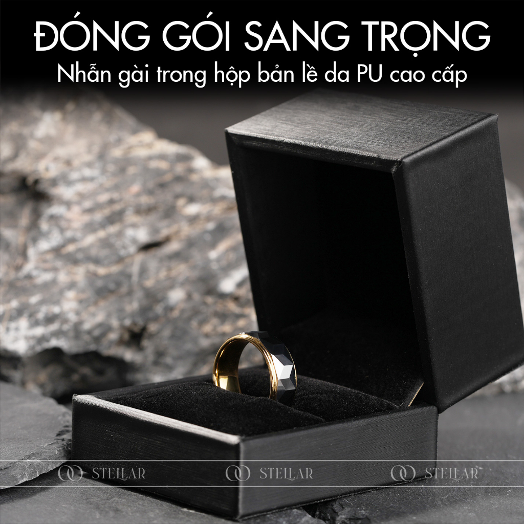 Nhẫn Nam Vonfram Stellar "The Canopus" Vát Khối Hình Thoi 3D - Cao Cấp Lịch Sự Không Gỉ - Bền Gấp 3 Nhẫn Nam Titan