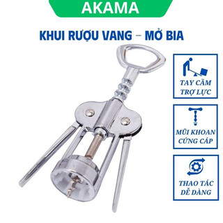 Khui rượu vang đa năng, inox sáng bóng, tay cầm trợ lực, nhanh chóng, tiện lợi