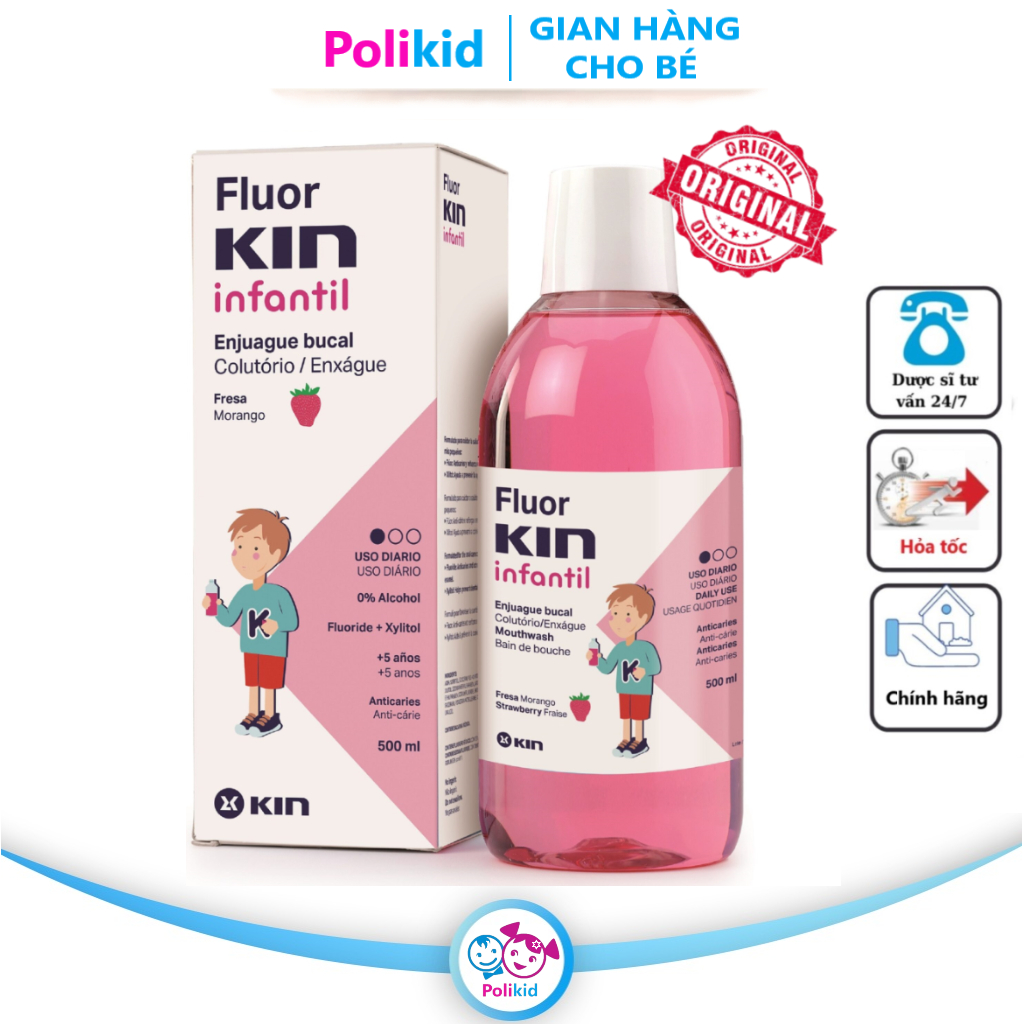 Nước Súc Miệng KIN Trẻ Em ® 500ml - Ngừa sâu răng trẻ em trên 5 tuổi