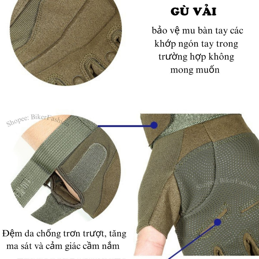 Găng Tay Xe Máy, Đi Phượt Cụt Ngón Blackhawk