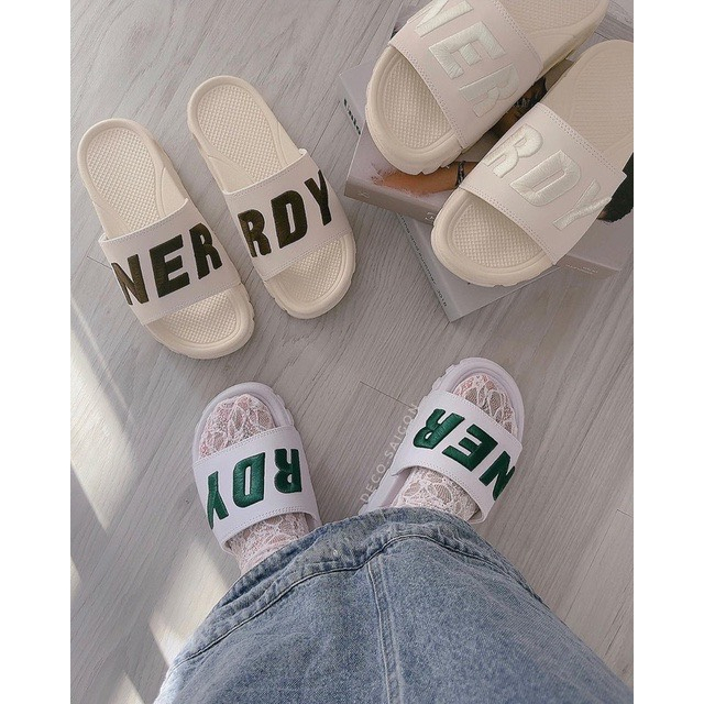 "THÊU CAO CẤP" Dép quai ngang nam nữ NERRDY THÊU cao cấp 4cm Api bền, chữ NERRDY nhiều màu thêu cao cấp