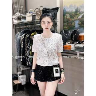 Áo sơ mi cộc tay lưới thêu cao cấp