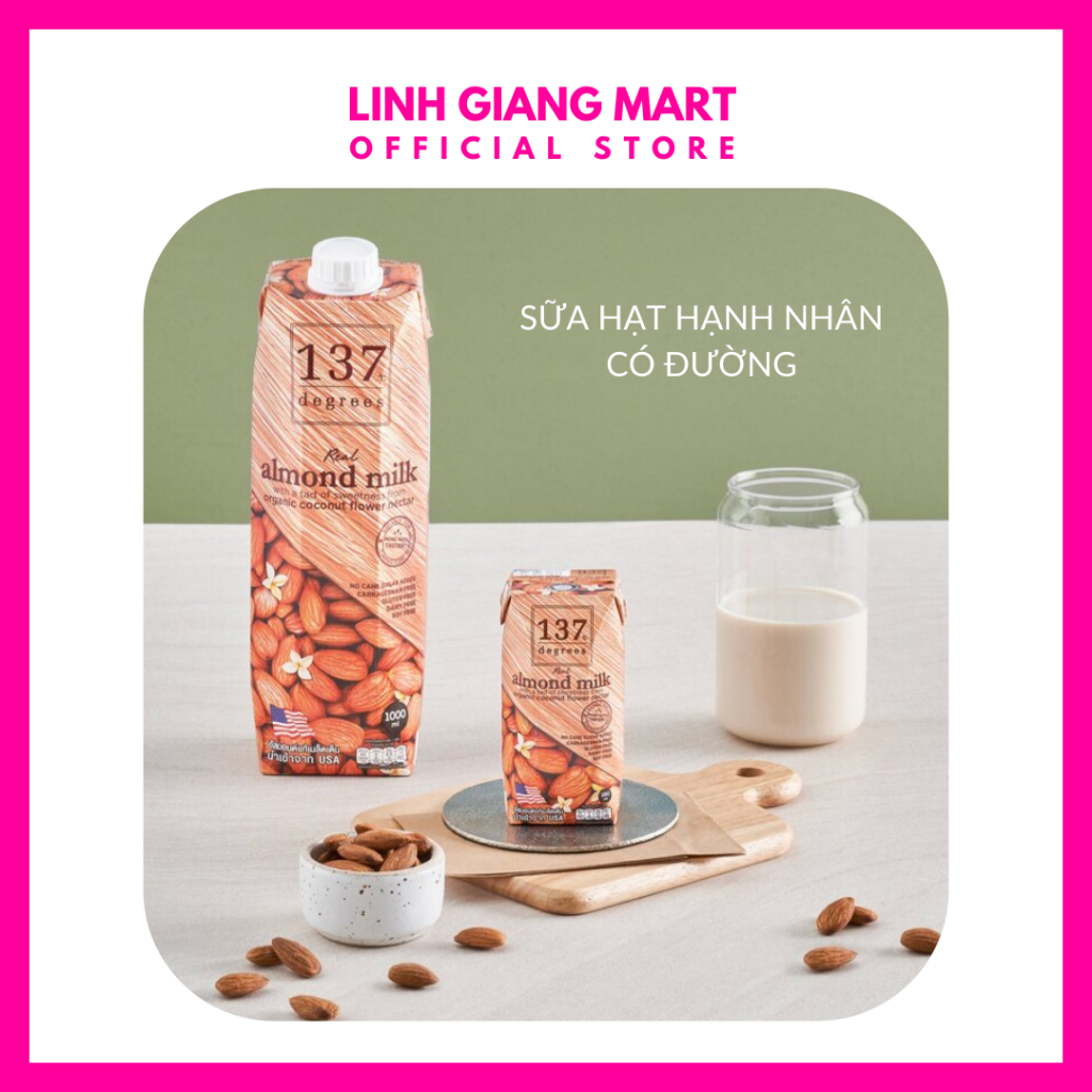 137 Degrees - Sữa Hạt Hạnh Nhân Nguyên Chất - Có Đường - Mật Hoa Dừa Hữu Cơ