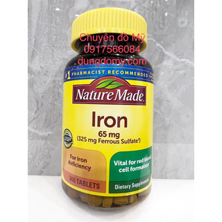 Date T7/2025_Viên bổ sung sắt Nature Made Iron 65mg 365 viên của Mỹ