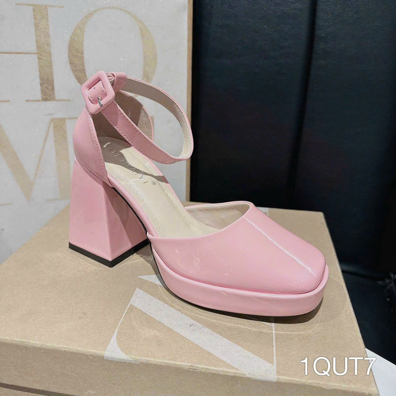 Giày Cao Gót Vuông Đế Đúp Bít Cực Sang