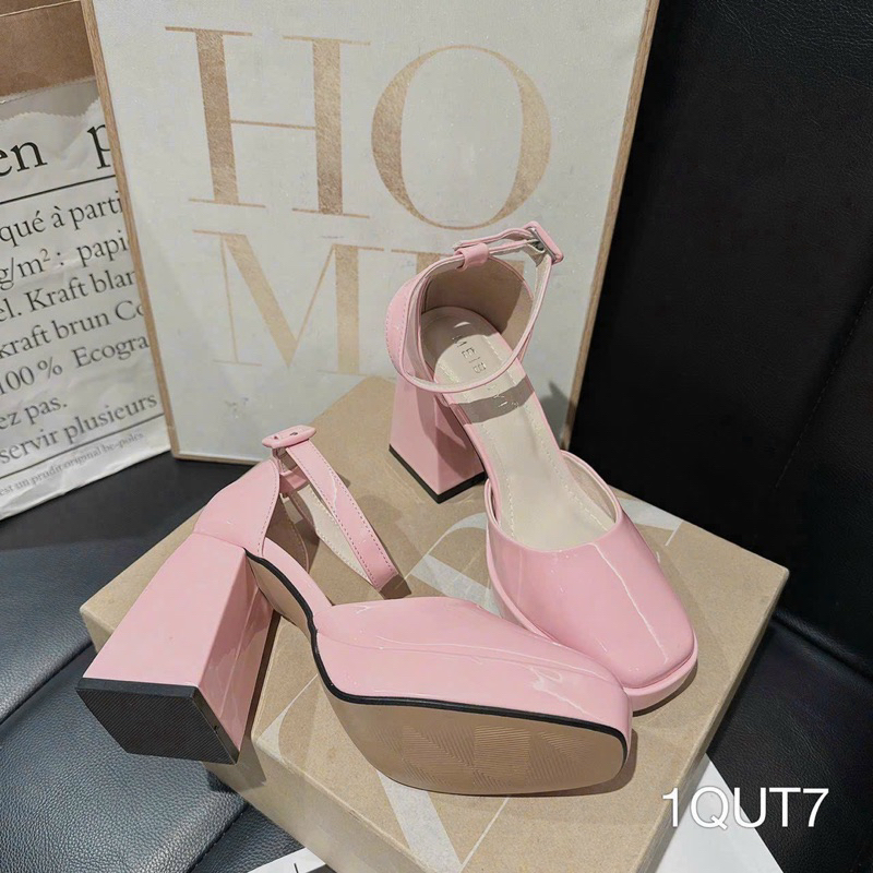 Giày Cao Gót Vuông Đế Đúp Bít Cực Sang