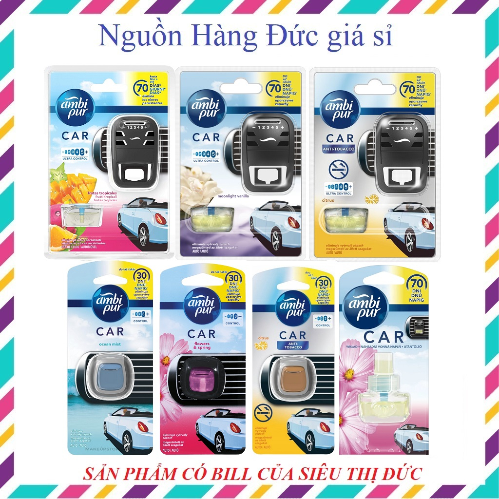 Nước hoa ô tô Ambi Pur - Tinh dầu ô tô kẹp cửa gió xe hơi nhập khẩu Châu Âu