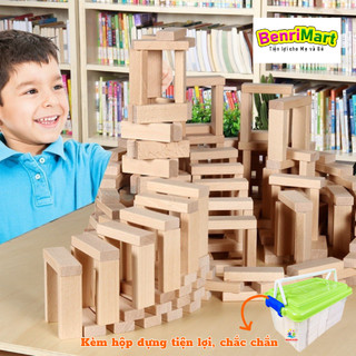 Bộ Xếp Hình Gỗ Thành Phố Cho Bé (50 Chi TIết - Có Kèm Hộp) Montessori Đồ Chơi Sáng Tạo - An toàn - Thông Minh