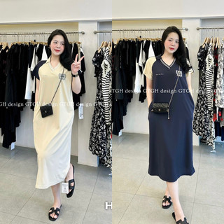 Váy phông xuông cottong thêu ngực mềm mát