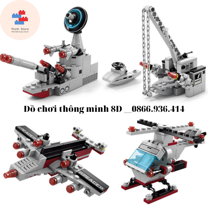 Đồ chơi lắp ráp bé trai: Mô hình lắp ráp tàu chiến hạm, mô hình robot, máy bay - đồ chơi giáo dục, quà tặng sinh nhật