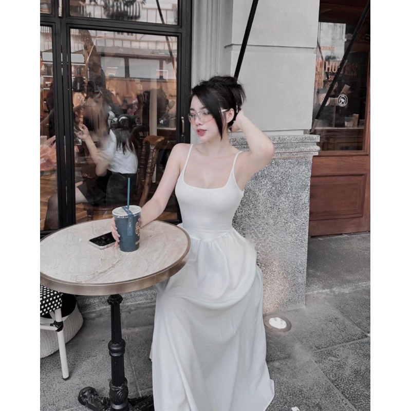 Đầm dáng xoè hàng thiết kế tự may form chuẩn, đầm 2 dây ôm body, đầm dây xoè