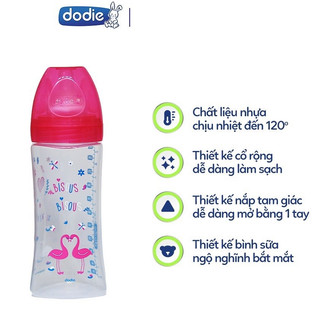 Bình sữa tam giác Dodie từ Pháp núm ti dẹt 330ml