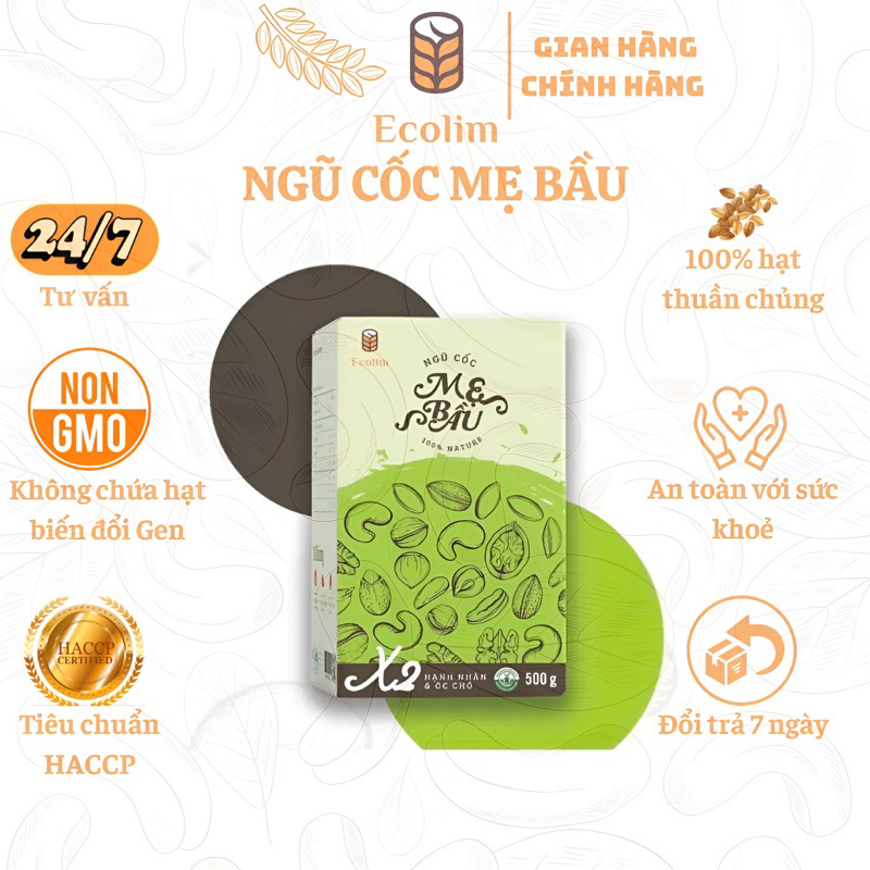 Ngũ cốc bột ngũ cốc bổ sung dinh duõng cho mẹ bầu Ecolim cao cấp 100% hạt ngũ cốc thuần chủng