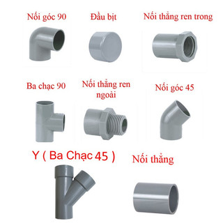 Phụ kiện ống nhựa phi 27 góc Cút, Chếch, Măng sông,nối, Tê,ba chạc ren trong, ren ngoài 27,nút bịt 27 pvc