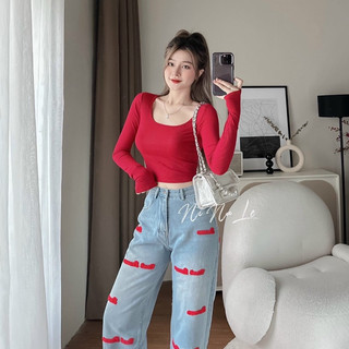 Áo croptop tay dài thun lụa mềm mịn