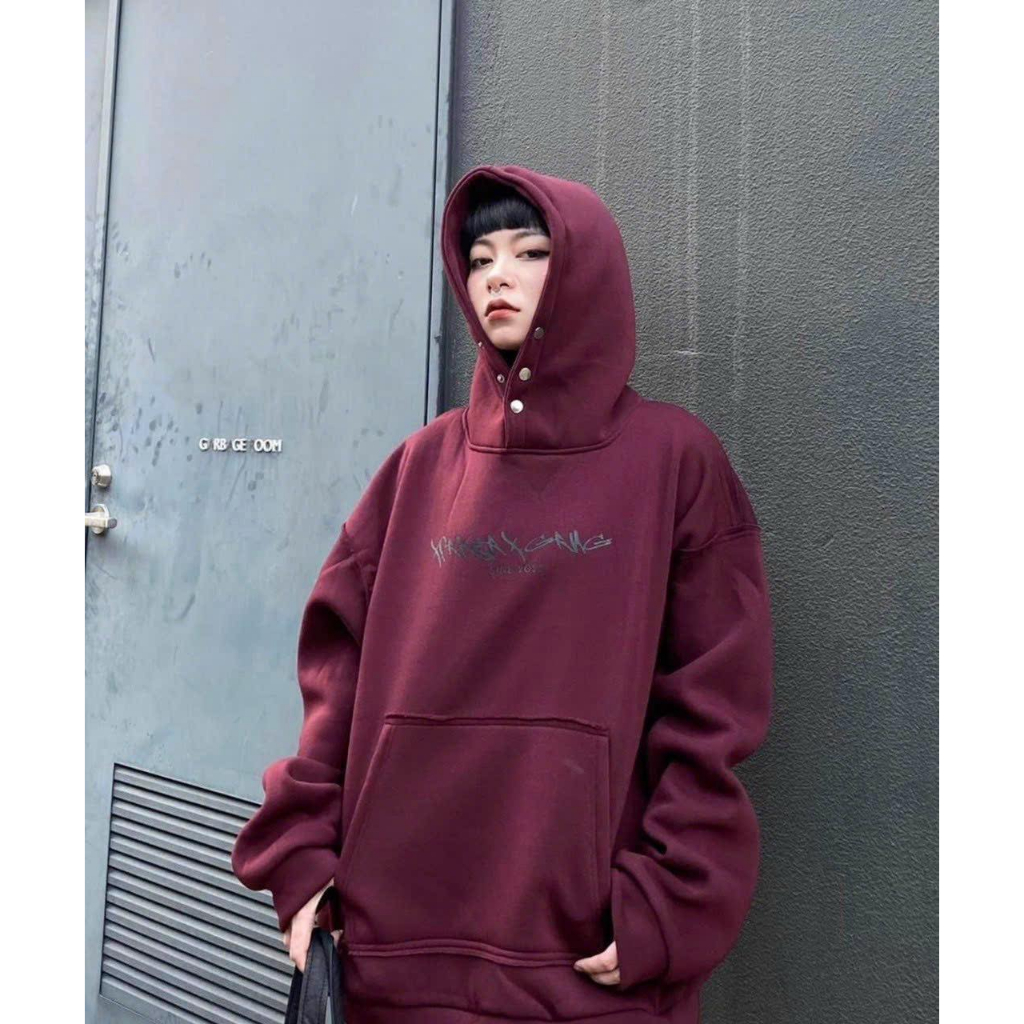 Áo Hoodie Cúc  Bấm Nỉ  Bông  In  Chữ Sine  2023 . Áo Hoodie  Cúc  Bấm  Nỉ  Bông  Form  Rộng Unisex