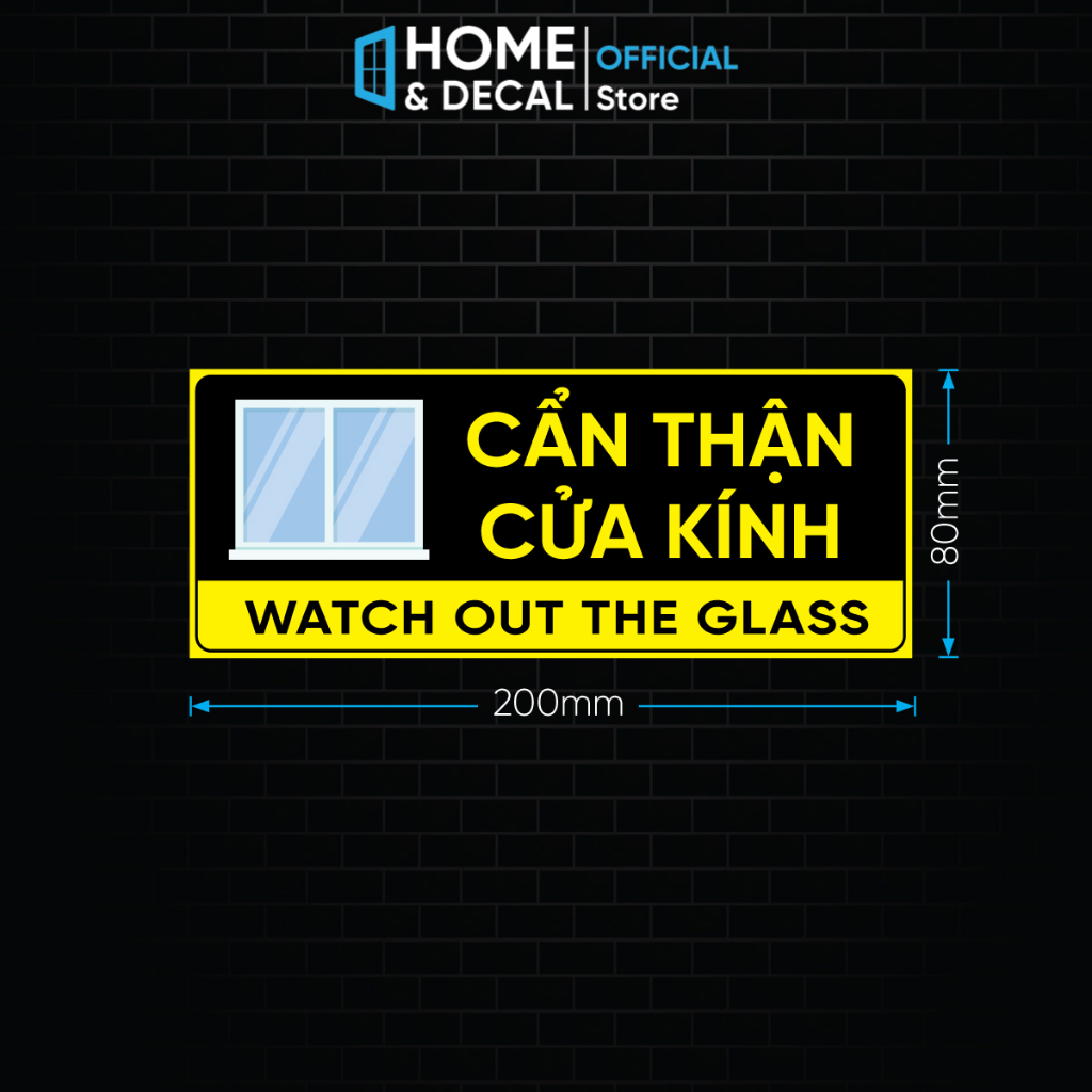 Decal Cẩn Thận Cửa Kính, Decal Chú Ý Cửa Kính, Sticker Cảnh Báo Cẩn Thận Cửa Kính cho Công Ty, Hàng Quán, Nhà Cửa