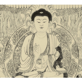 Tranh Liễn Phật Giáo -Liên Trì Hải Hội- chất liệu vải canvas kim tuyến đóng  nẹp sáo gỗ tự nhiên-BIG SIZE