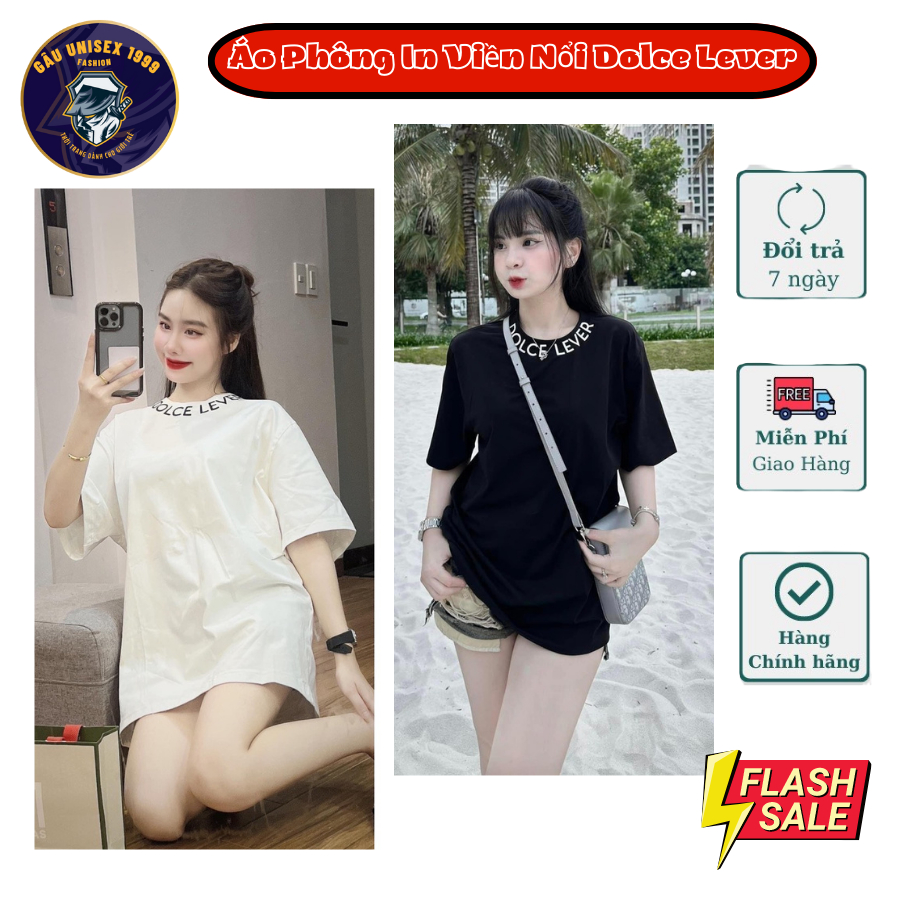 Áo Phông Nam Nữ In Viền Nổi Cổ Dolce Lever 💙 Cổ Tròn Chất Cotton 3158 Thoáng Mát