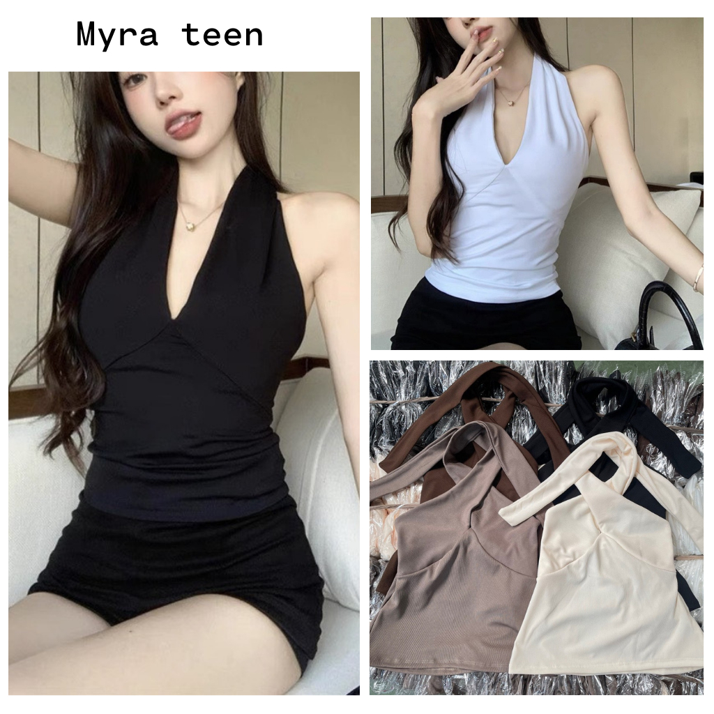 Áo kiểu chất tăm hàn chun lưng kéo khóa Myra.teen  Aotamhan00195 P12/K5