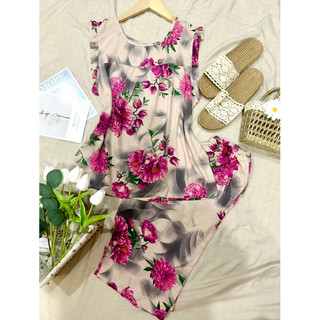 Đồ bộ lửng lanh tole - hoạ tiết hoa xinh