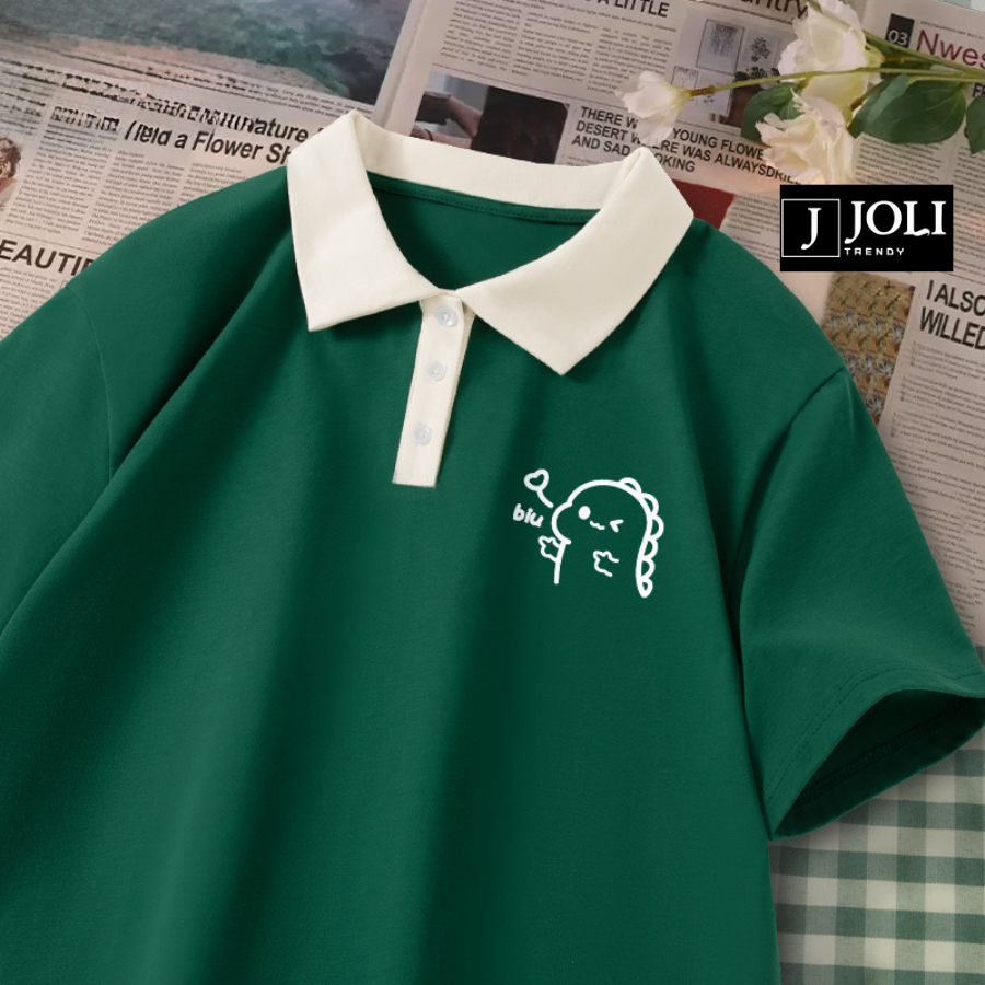 Áo Polo Nữ, Polo Unisex By JOLI Mã PL Hoa Fure Form Rộng Tay Lỡ Cho Nam Nữ | BigBuy360 - bigbuy360.vn