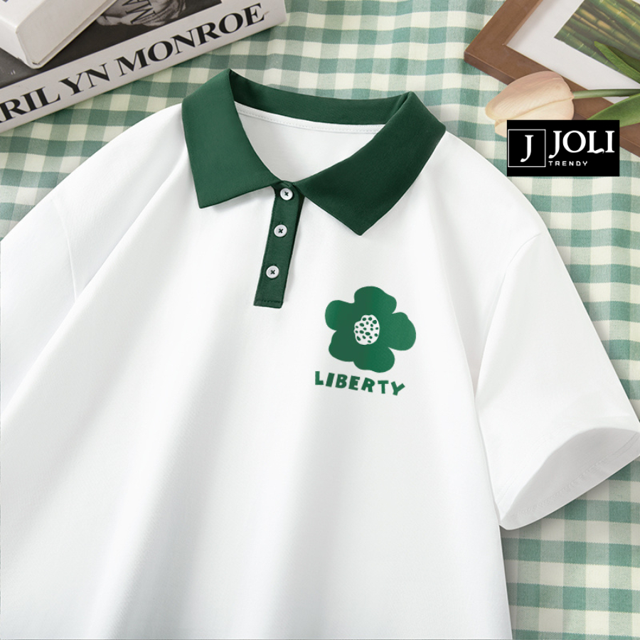 Áo Polo Nữ, Polo Unisex By JOLI Mã PL Hoa Fure Form Rộng Tay Lỡ Cho Nam Nữ | BigBuy360 - bigbuy360.vn