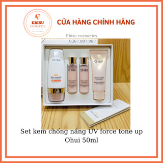 Set kem chống nắng OHUI TONE UP SUNBLOCK UV FORCE SPF50+ PA++++_ebisu cosmetic