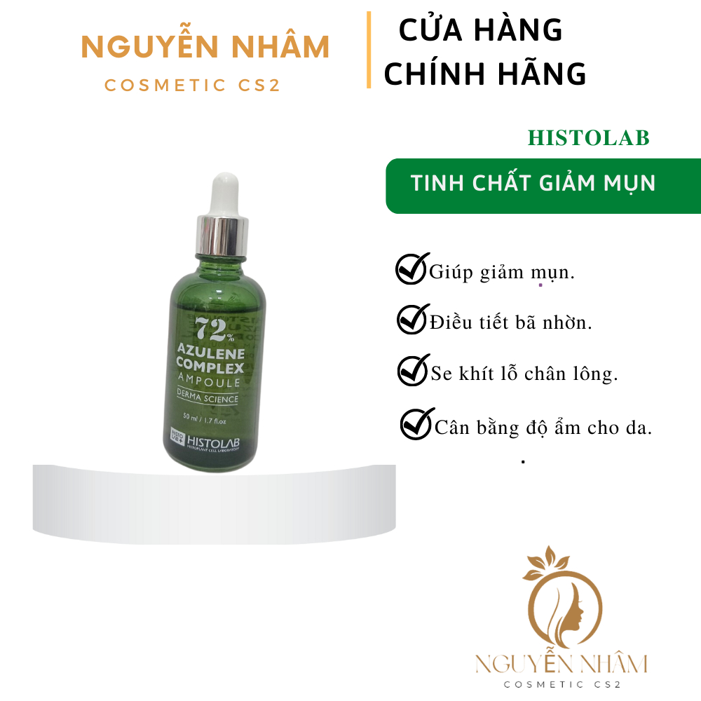 TINH CHẤT GIẢM MỤN, ĐIỀU TIẾT BÃ NHỜN HISTOLAB 72% AZULENE COMPLEX AMPOULE DERMA SCIENCE