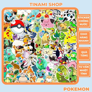 Bộ 50 Sticker Pokemon Pikachu dễ thương hình dán chống nước dùng làm quà tặng trang trí