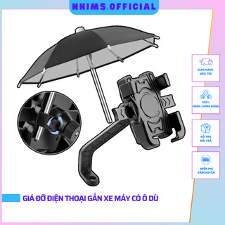 Giá Đỡ Điện Thoại Gắn Xe Máy HT507 có ô dù che mưa che nắng, Chống Cướp Cực Chắc Chắn