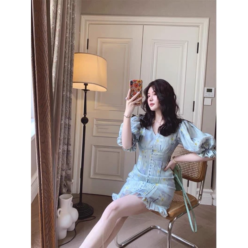 Chen.room Đầm hoa 3D tay phồng Yedda tiểu thư nhẹ nhàng, váy đầm xinh nhà Chen