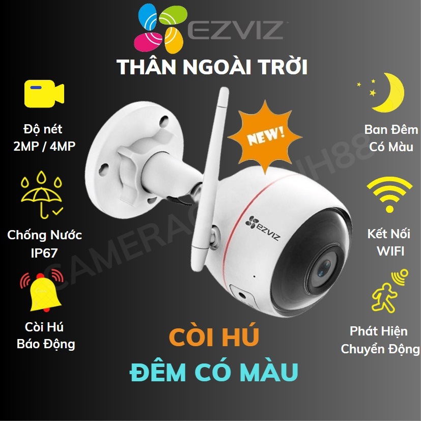 Camera 3MP WIFI Ngoài Trời EZVIZ C3TN 2K Out Pro c3w c3n Chính Hãng Bảo Hành 24TH