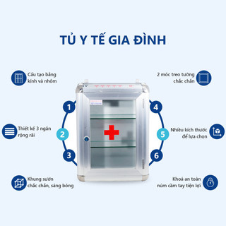 Tủ Thuốc Y Tế Nhôm Kính – Tủ Thuốc Gia Đình Loại Tốt Thẩm Mỹ Treo Tường Các Cỡ