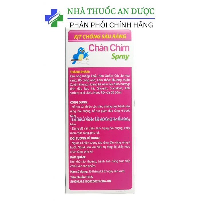 Xịt chống sâu răng Chân chim Spray - giảm đau răng, ê buốt