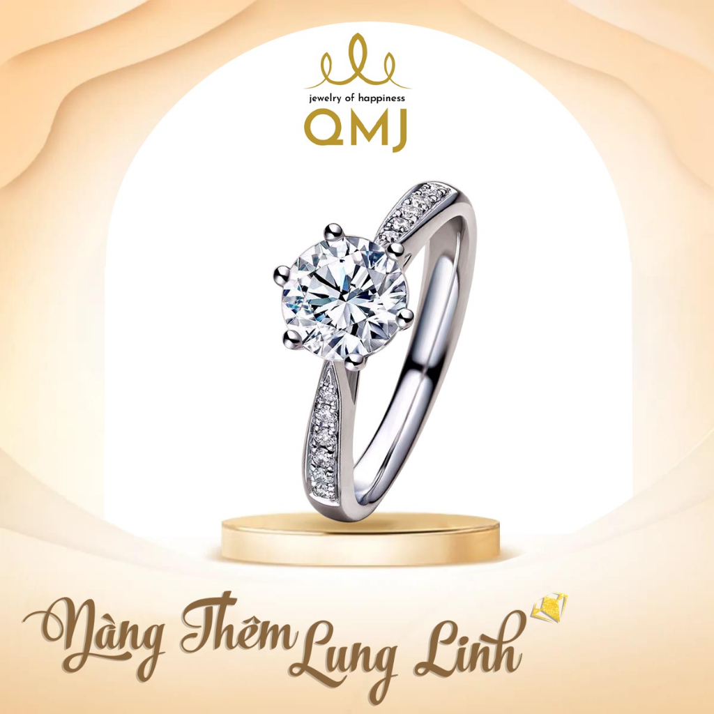 Nhẫn bạc nữ QMJ Công nương thanh lịch nạm đá xuất sắc Q106