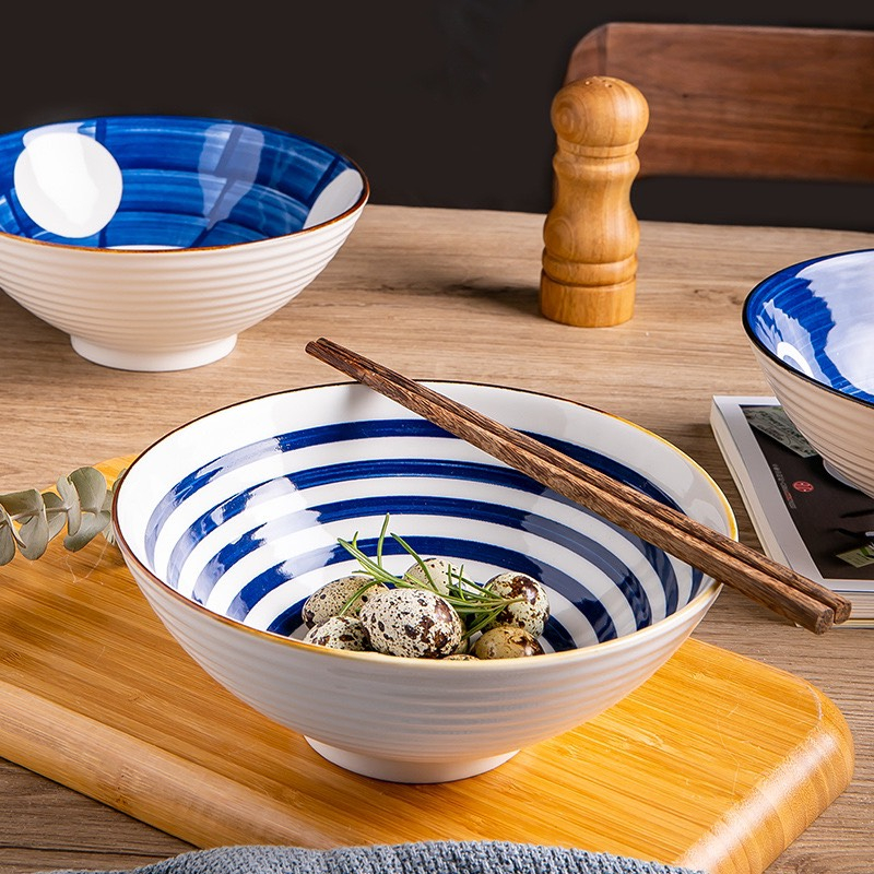 Tô sứ hình nón, Tô mì ramen hình nón bằng gốm sứ 4 họa tiết kiểu Nhât.