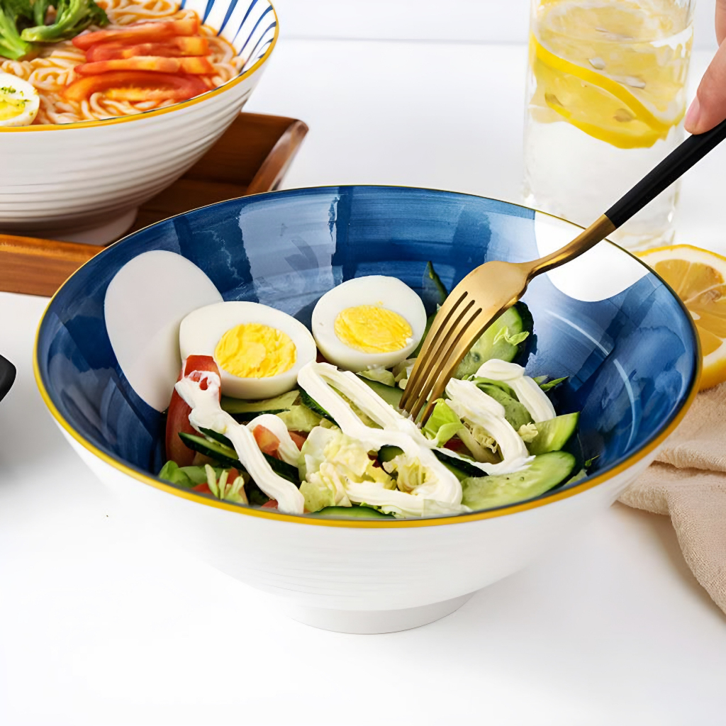 Tô sứ hình nón, Tô mì ramen hình nón bằng gốm sứ 4 họa tiết kiểu Nhât.