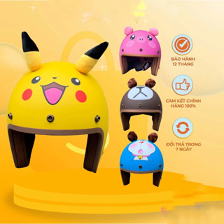  Nón Bảo Hiểm 3 4 Gấu Nâu Mũ 3 4 Pikachu Tặng Kèm Mỏ Nón - Đạt Chuẩn CR 