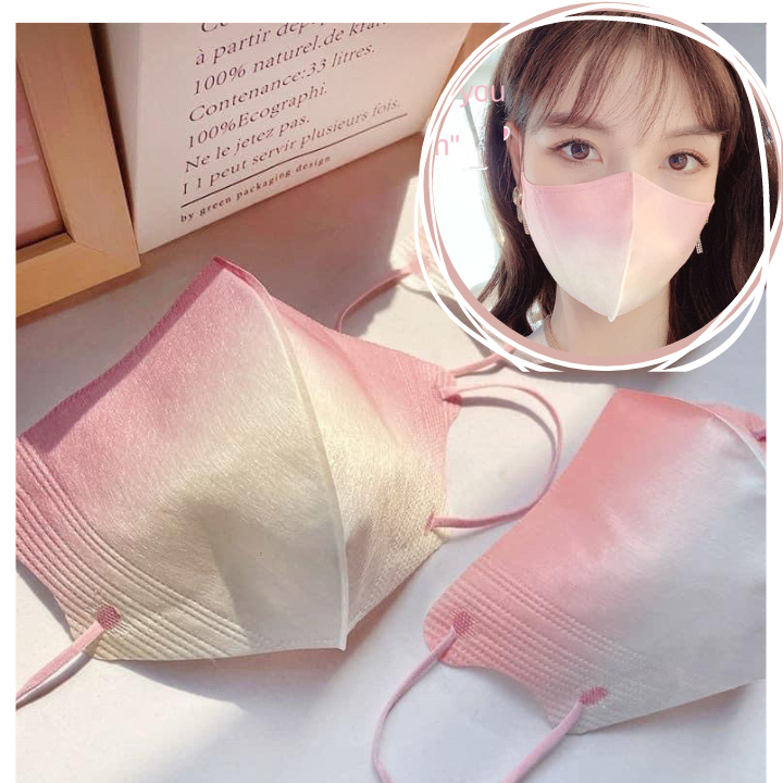 Combo 50 khẩu trang 3d pastel omber Mask loang màu hồng tím - khẩu trang 3d đeo cực thích