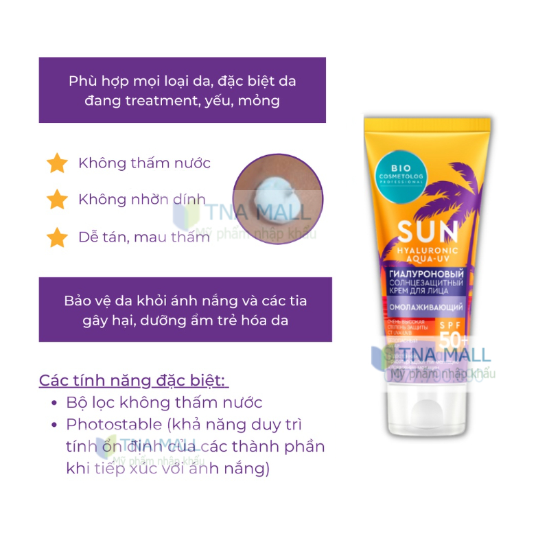 Kem chống nắng da mặt Fito Bio Cosmetolog Professional thành phần HA, Panthenol, Vitamin Q10 50ml