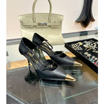 Giày cao gót nữ mũi nhọn da thật thời trang cao cấp Tom Ford thiết kế cổ điển, sang trọng