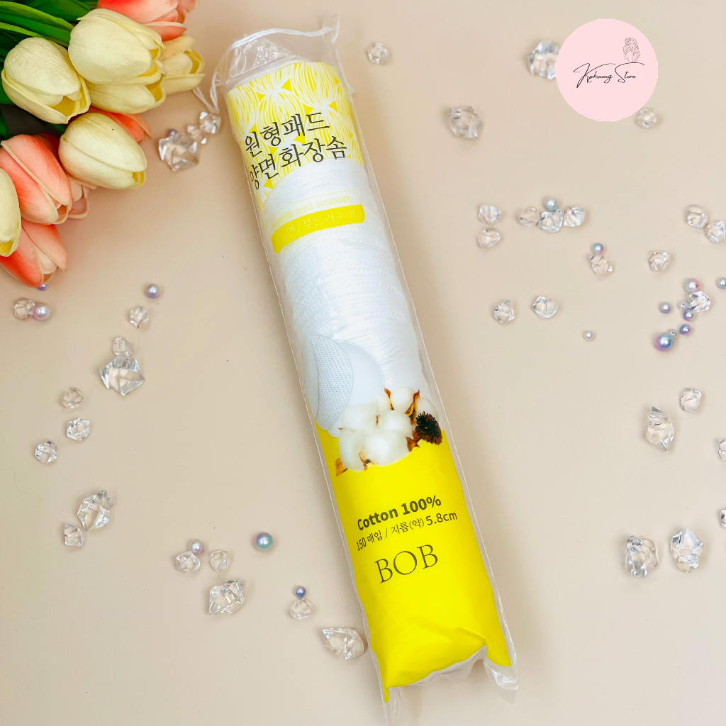 Bông tẩy trang Hàn Quốc 100% Cotton bông mềm, không xơ bông, không chất tẩy trắng
