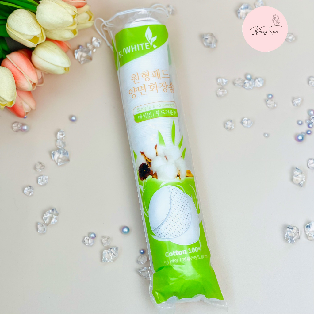Bông tẩy trang Hàn Quốc 100% Cotton bông mềm, không xơ bông, không chất tẩy trắng