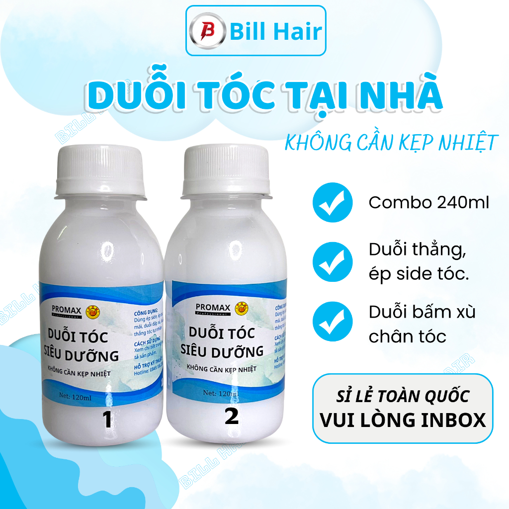 Thuốc Duỗi Tóc Tại Nhà Không Cần Kẹp Nhiệt, Thành Phần Siêu Dưỡng Giúp Thẳng Tóc, Chống Hư Tổn Tóc | Bill Hair, Billhair