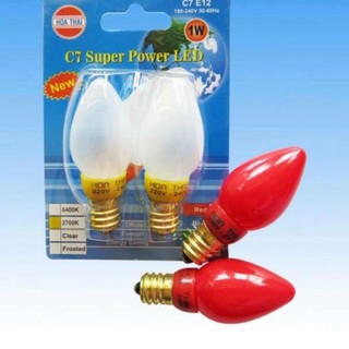 Bóng ớt led hòa thái , phú quý E12 1w đỏ , trắng , vàng