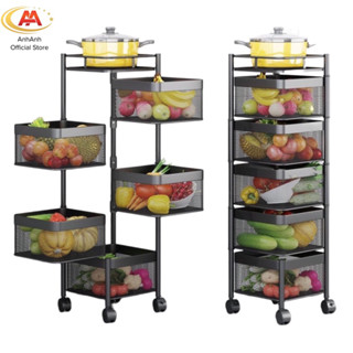 Kệ vuông xoay đa năng AnhAnh 3/4/5 tầng để rau củ quả nhà bếp đa năng