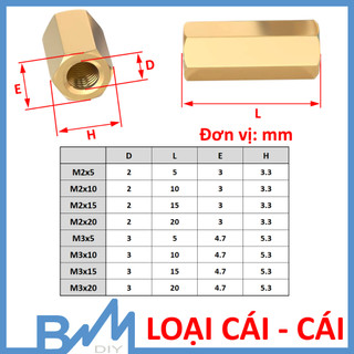 Cọc vít đồng cỡ M2 M3 nhiều kích thước 10 cái