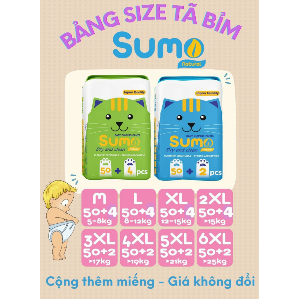 104 bỉm quần Sumo rẻ, đẹp size 5XL và 6XL